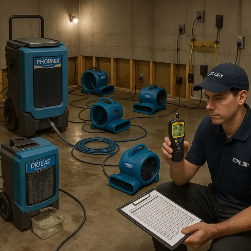 Structural Drying and Dehumidification process in Farmersville, OH